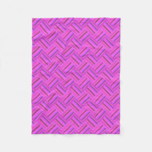 Pink stripes diagonal weave pattern fleece blanket