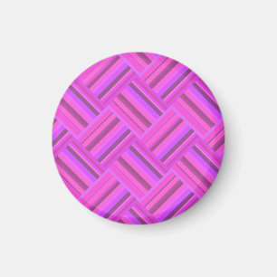 Pink stripes diagonal weave pattern magnet