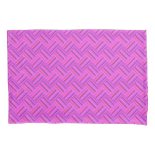 Pink stripes diagonal weave pattern pillowcase