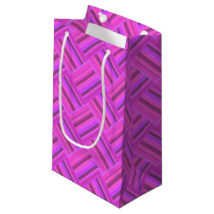 Pink stripes diagonal weave pattern small gift bag