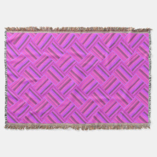 Pink stripes diagonal weave pattern throw blanket