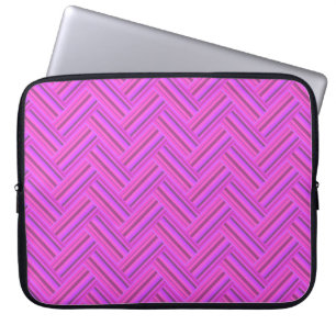 Pink stripes double weave pattern laptop sleeve