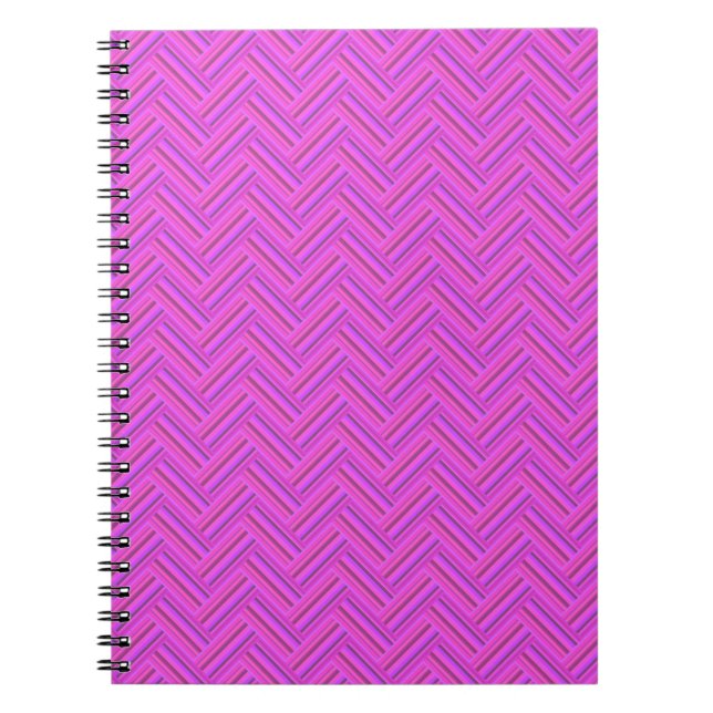 Pink stripes double weave pattern notebook (Front)