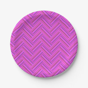 Pink stripes double weave pattern paper plate