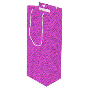 Pink stripes double weave pattern wine gift bag