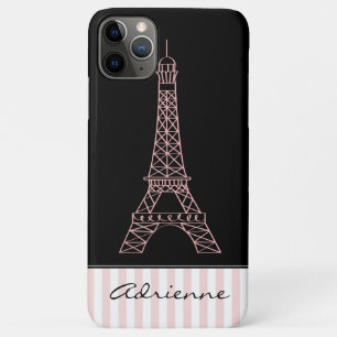 Pink Stripes Eiffel Tower iPhone 11 Pro Max Case