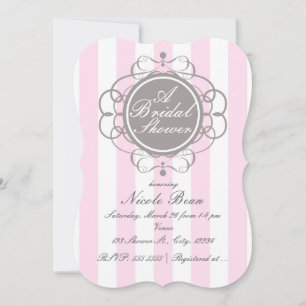 Pink Stripes Elegant Bridal Shower Invitations