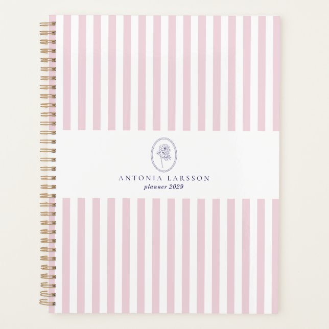 Pink Stripes, Elegant  Planner (Front)
