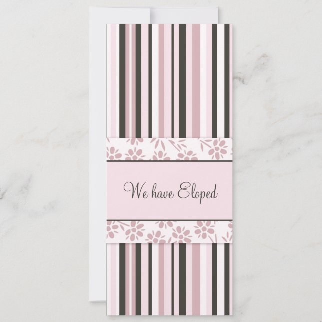 Pink Stripes Elopement Announcement Cards (Front)