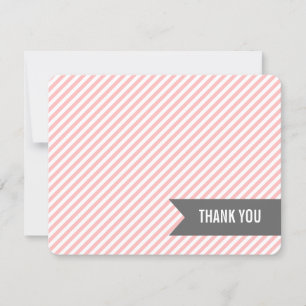 Pink Stripes Flat Thank You Notes Invitation