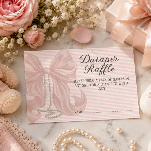 Pink Stripes Girl Baby Shower Diaper Raffle Enclosure Card