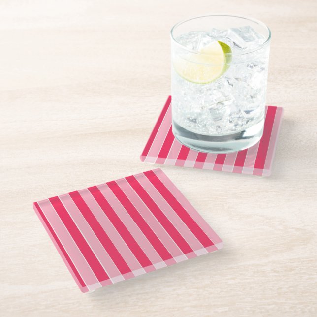 Pink Stripes  Glass Coaster (Angled)