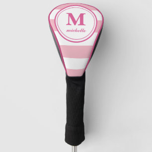 Pink stripes    Golf   personalised NAME monogram Head Cover