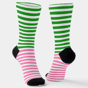 Pink Stripes Green Stripes Horizontal  Socks