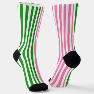 Pink Stripes Green Stripes  Socks