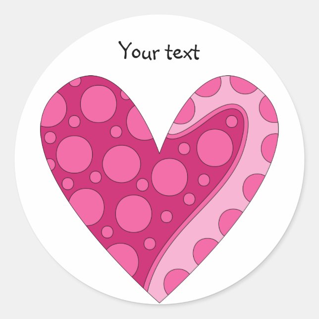 Pink stripes heart classic round sticker (Front)