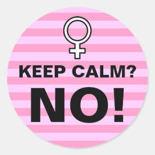 Pink Stripes Keep Calm No Classic Round Sticker