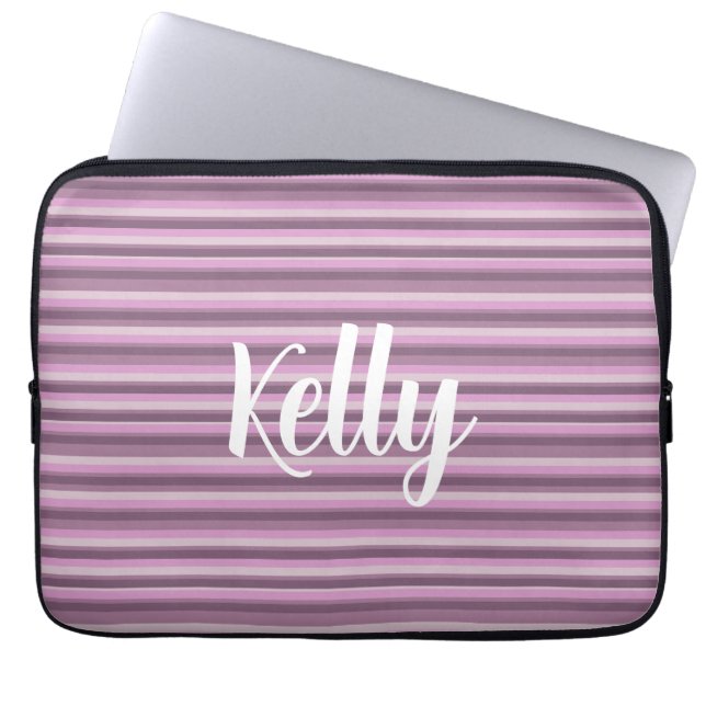 Pink stripes laptop sleeve (Front)