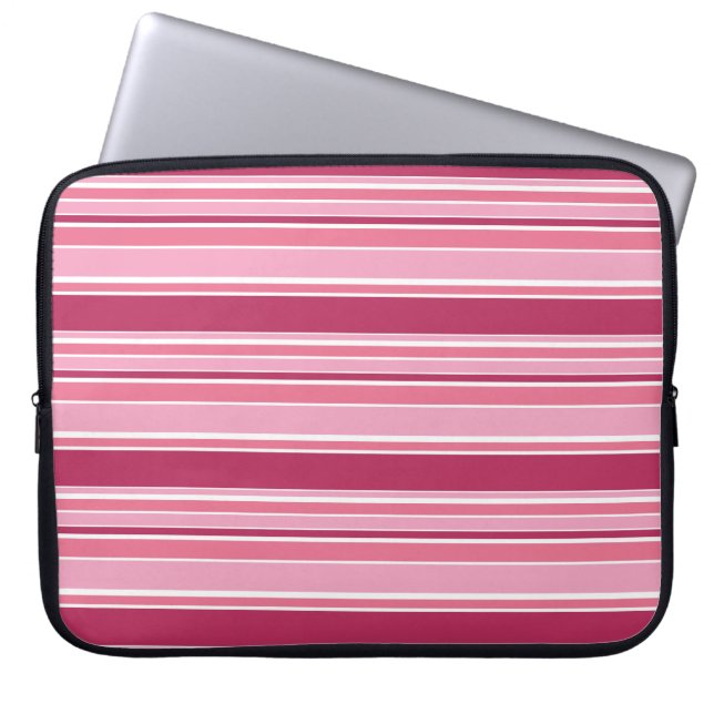 Pink stripes laptop sleeve (Front)