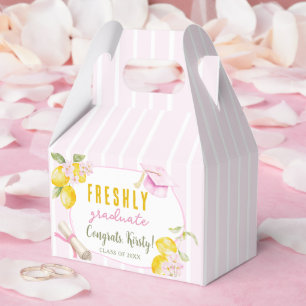 Pink Stripes Lemons and Flowers Graduation Favour Box