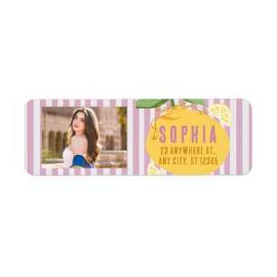 Pink Stripes Lemons Yellow Bow Grad Labels Floral