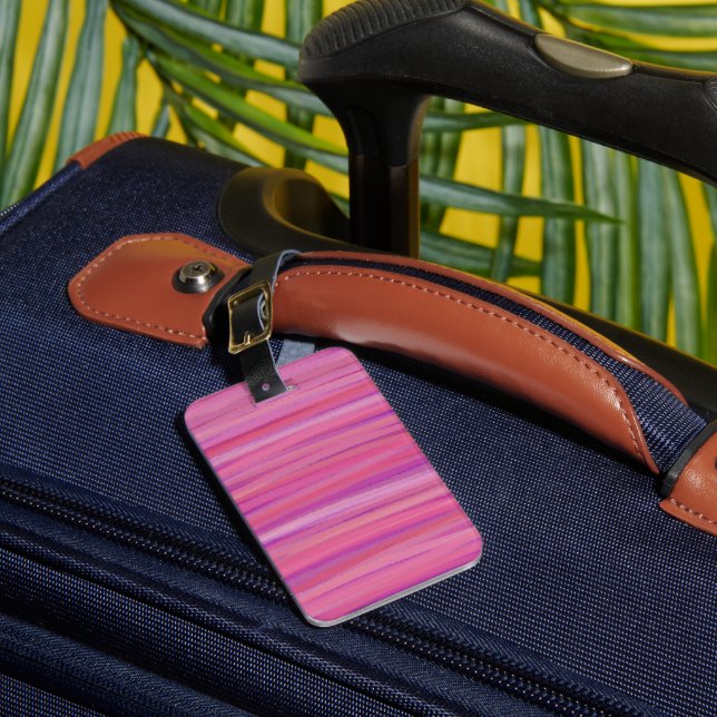 Pink Stripes  Luggage Tag (Front Insitu 1)