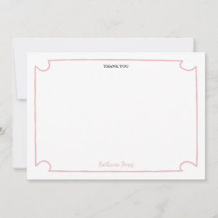 Pink Stripes Martini Glass Thank You Card – Custom