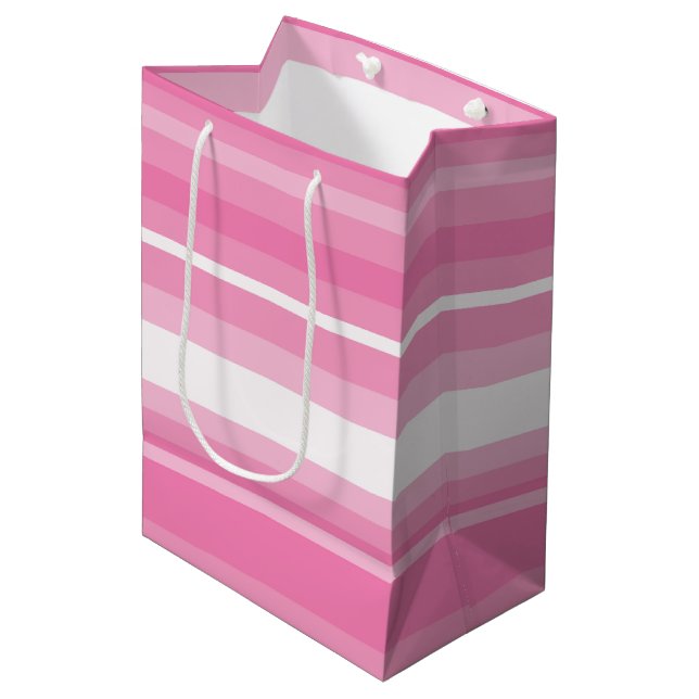 Pink stripes medium gift bag (Front Angled)