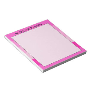 Pink Stripes Modern & Feminine Monogram Name Notepad