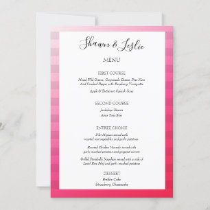 Pink Stripes Modern Wedding Menu Invitation