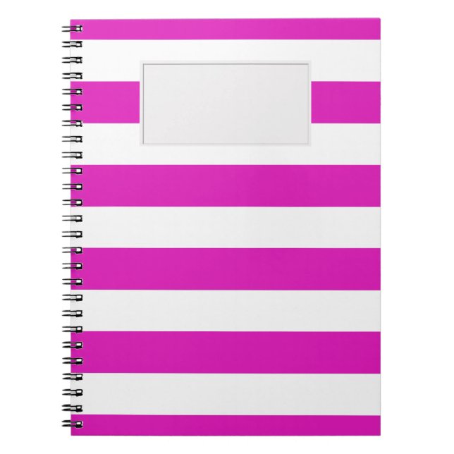 Pink Stripes on any Colour with Label Notebook (Front)