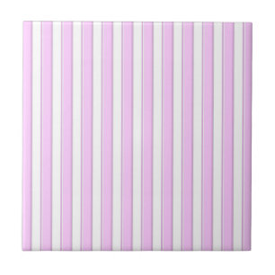 Pink Stripes on White Ceramic Tile