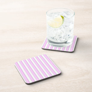 Pink Stripes on White Coaster
