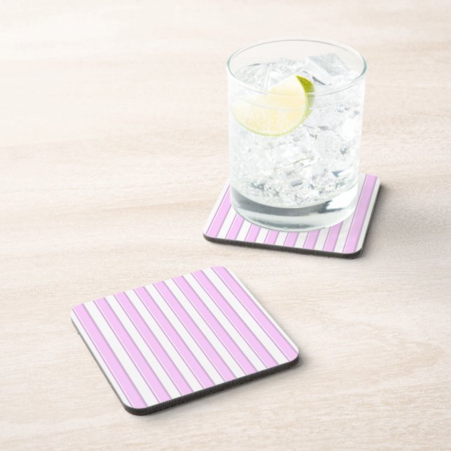 Pink Stripes on White Coaster (Right Side)