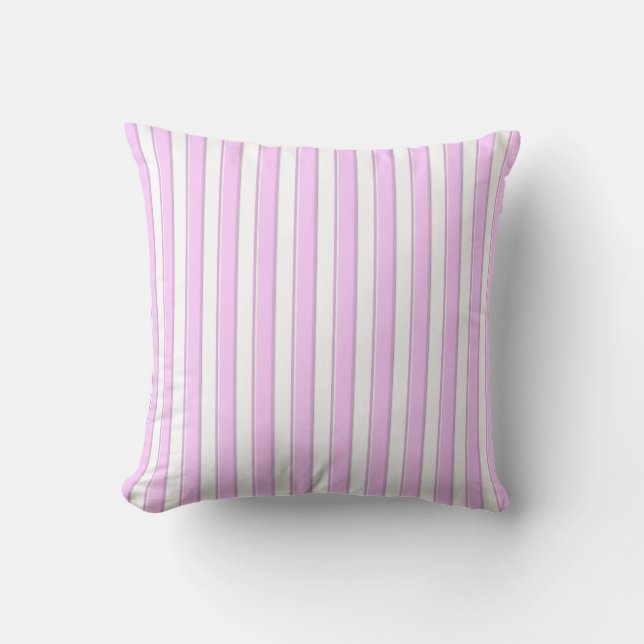 Pink Stripes on White Cushion (Front)