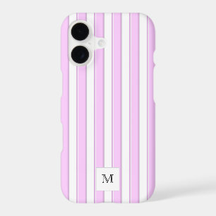 Pink Stripes on White Custom Initial Monogram