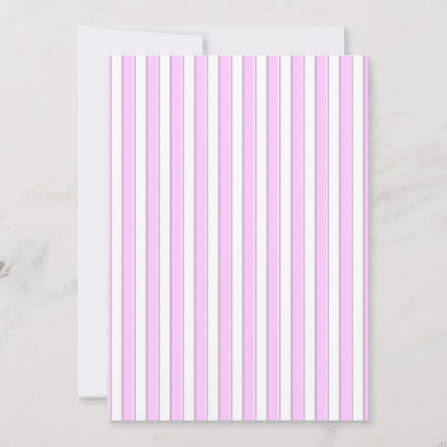Pink Stripes on White Custom Invitations (Front)
