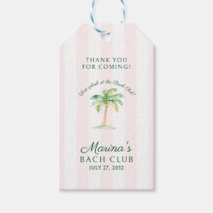 Pink Stripes Palm Beach Bach Club Bridal Thank You Gift Tags