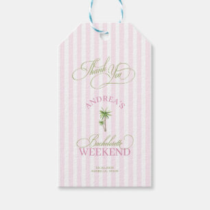 Pink Stripes Palm Tree Bachelorette Thank You Gift Tags
