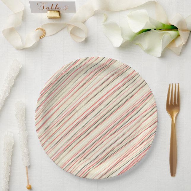 Pink Stripes Paper Plate (Wedding)