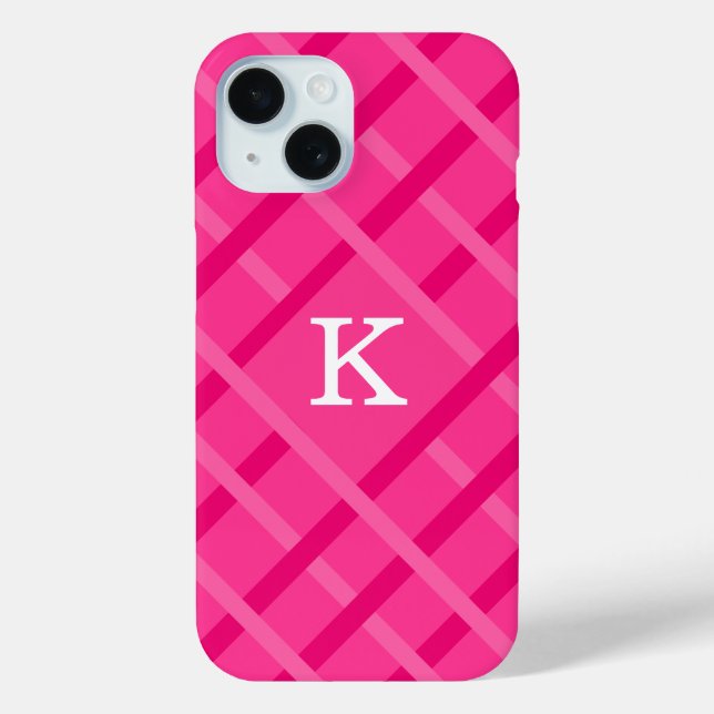 Pink Stripes Pattern Design Single Initial Case-Mate iPhone Case (Back)