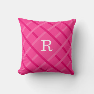 Pink Stripes Pattern Design Single Initial Cushion