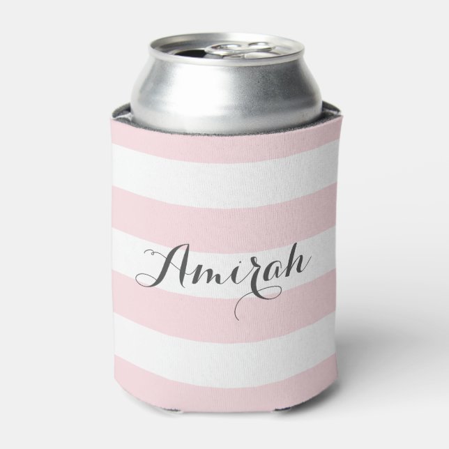 Pink Stripes Pattern | Personalised Can Coolers (Can Front)