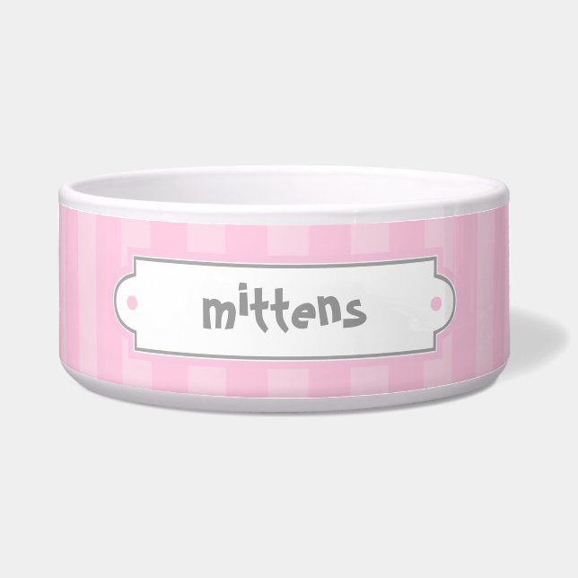 Pink Stripes Pattern Pet Bowls (Front)