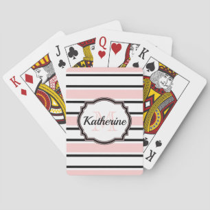 Pink Stripes Pattern Playing Cards