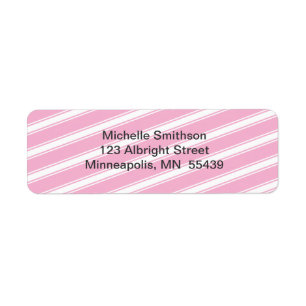 Pink Stripes Pattern Return Address Label Custom