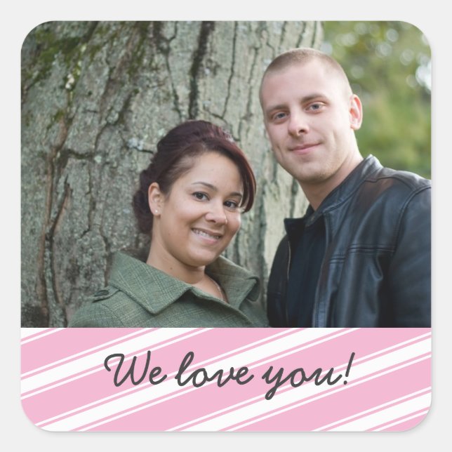 Pink Stripes Pattern Sticker Design Personalised (Front)