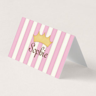 Pink Stripes Personalised Princess Play Date Business Card