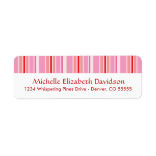 Pink Stripes Personalised Return Address Labels