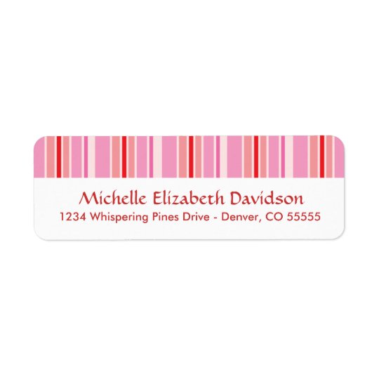 Pink Stripes Personalised Return Address Labels